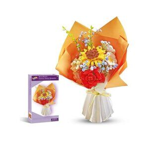 Flowers Bloom Blocks Bouquet Making Kit with Cute Roses and Sunflowers, New